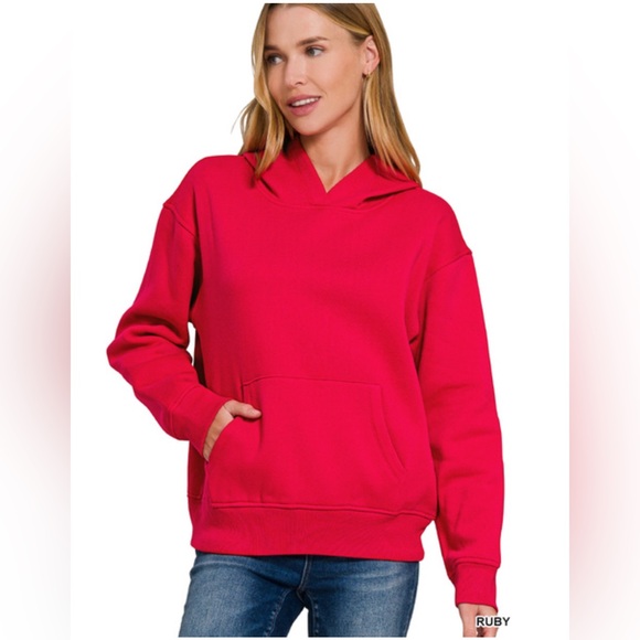NWT ZENANA FLEECE KANGAROO POCKET HOODIE - Picture 4 of 8